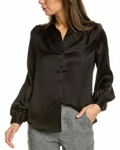 Max Studio Satin Button-Up Blouse Women