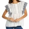 Max Studio Embroidered Stitch Top Women