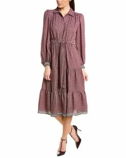 Max Studio Tiered Midi Shirtdress Women