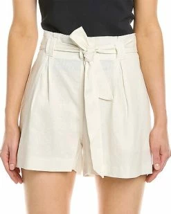 Max Studio Tie Waist Linen-Blend Short Women