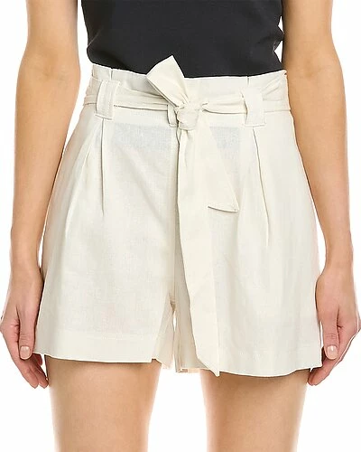 Max Studio Tie Waist Linen-Blend Short Women