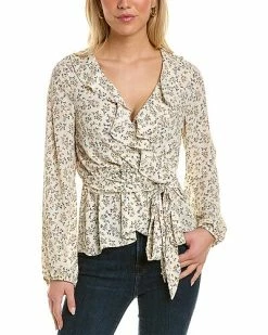 Max Studio Wrap Ruffle Front Top Women