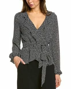 Max Studio Wrap Ruffle Front Top Women