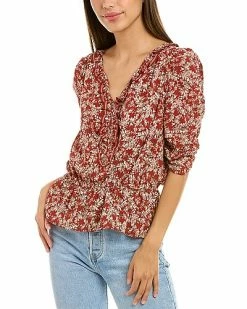 Max Studio Ruched Elbow Sleeve Top Women