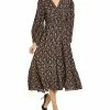 Max Studio Surplice Midi Dress Women Navy Multi